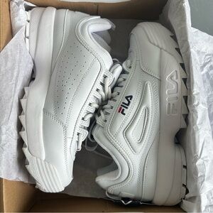 FILA White Disruptor II 2 Premium Chunky Sneakers Size 7